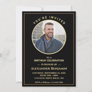 Invitación Foto de fiesta de cumpleaños Personalizado de oro
