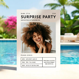 Invitación Foto de fiesta de cumpleaños sorpresa moderna para