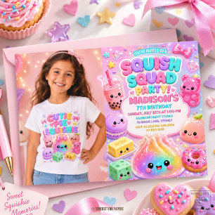Invitación Foto de fiesta de cumpleaños Squishy Arcoíris Bril