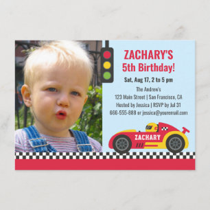 Invitación Foto de fiesta de cumpleaños temática de coche de