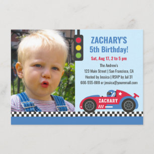 Invitación Foto de fiesta de cumpleaños temática de coche de