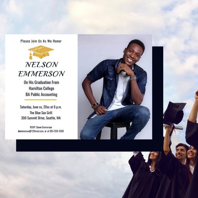 Invitación Foto de Fiesta de Graduación (Photo Graduate Celebration Party Invitation)