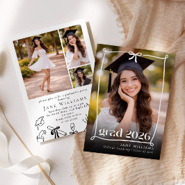 Invitación Foto de fiesta de graduación caprichosa con lazo d