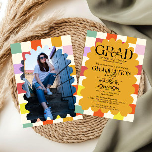 Invitación Foto de fiesta de graduación colorida con arco ond