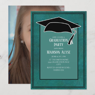 Invitación Foto de fiesta de graduación con gorra de graduaci