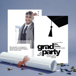 Invitación Foto de fiesta de graduación con tipografía negra 