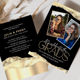 Invitación Foto de fiesta de graduación conjunta de oro de mo