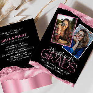 Invitación Foto de fiesta de graduación conjunta femenina de