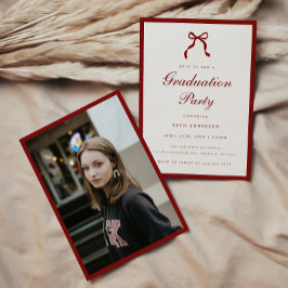 Invitación Foto de fiesta de graduación coqueta con letra roj