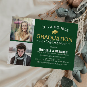 Invitación Foto de fiesta de graduación de doble celebración 