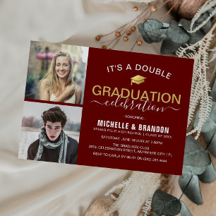Invitación Foto de fiesta de graduación de doble celebración 