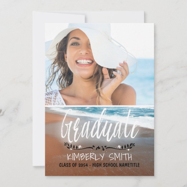 Invitación Foto de fiesta de graduación de playa (Anverso)