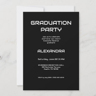 Invitación Foto de fiesta de graduación de tecnología en blan