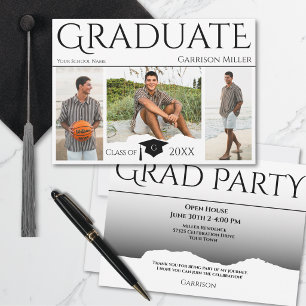 Invitación Foto de fiesta de graduación minimalista moderna 