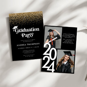 Invitación Foto de fiesta de graduación retro de Purpurina de