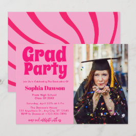 Invitación Foto de fiesta de graduación retro inspirada en lo