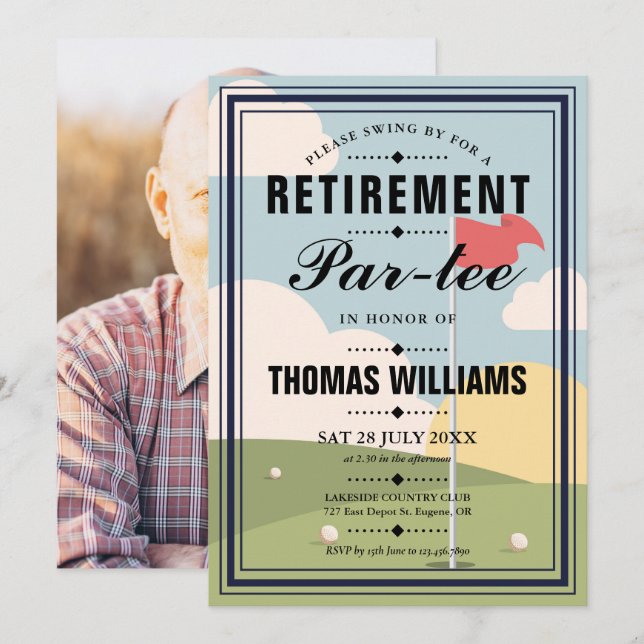 Invitación Foto de fiesta de jubilación de golf (Anverso / Reverso)