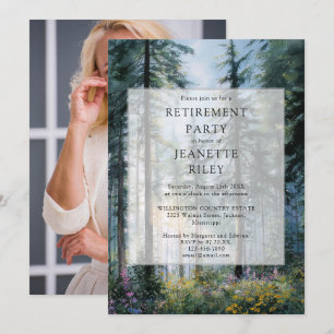 Invitación Foto de fiesta de jubilación del bosque floral de 