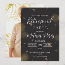 Foto de fiesta de jubilación elegante en negro y d