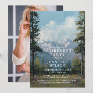 Invitación Foto de fiesta de jubilación floral de montaña con