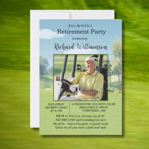 Invitación Foto de fiesta de jubilación tema de golf acuarela