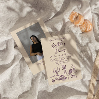 Invitación Foto de Fiesta de la cena de cumpleaños de color p