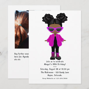 Invitación Foto de fiesta de moda de niña negra