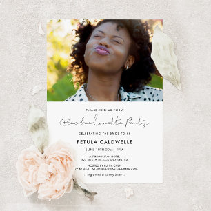 Invitación Foto de fiesta de soltera minimalista escrita a ma