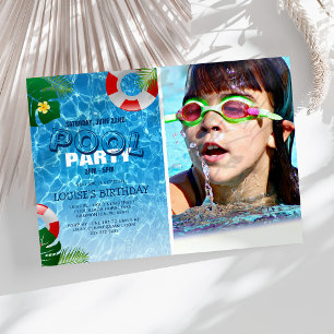 Invitación Foto de fiesta genial en la piscina Cumpleaños nad