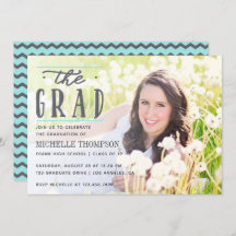 Foto de Fiesta graduado de Chevron gris y azul