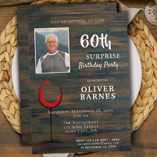 Invitación Foto de fiesta sorpresa de cumpleaños 60 de vino t