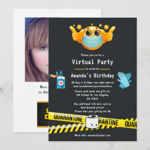 Invitación Foto de fiesta virtual de cumpleaños en cuarentena