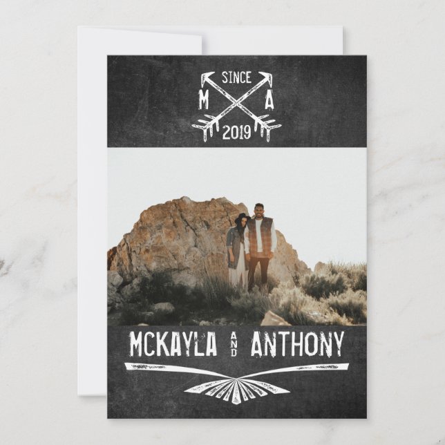 Invitación Foto de flechas cruzadas del monograma del partido