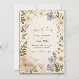 Invitación Foto de flor prensada Boda Romántica Hecha a Mano