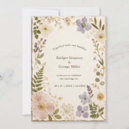 Invitación Foto de flor prensada Boda Romántica Hecha a Mano