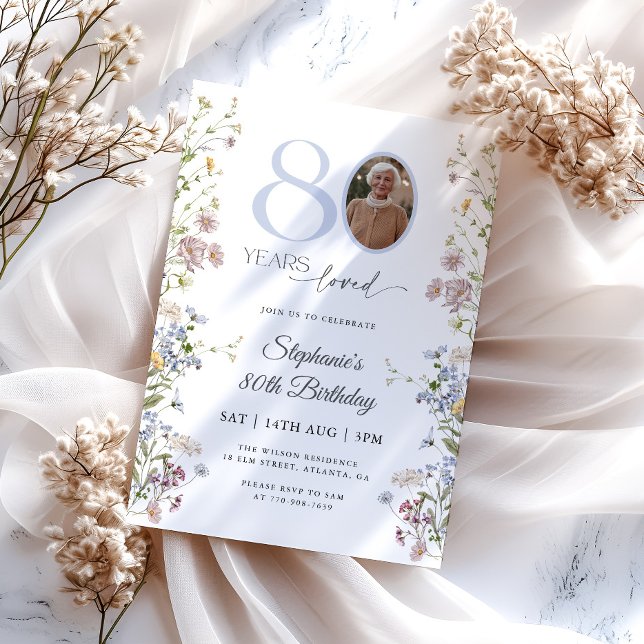 Invitación Foto de Flor Silvestre Cumpleaños 80 (Subido por el creador)