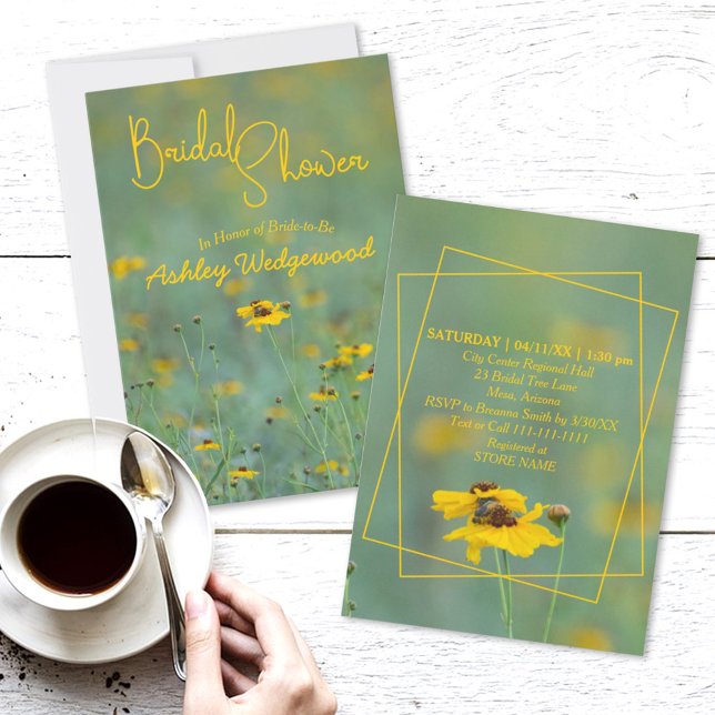 Invitación Foto de flor silvestre de ducha de novia moderna (Subido por el creador)