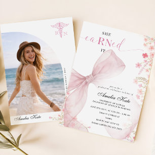 Invitación Foto de Flor Silvestre de Lazo Rosa Elegante Gradu