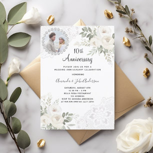 Invitación Foto de Florals, décimo aniversario del boda