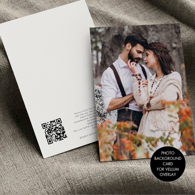 Invitación Foto de fondo del Boda de la superposición de Vell (Front and back view)