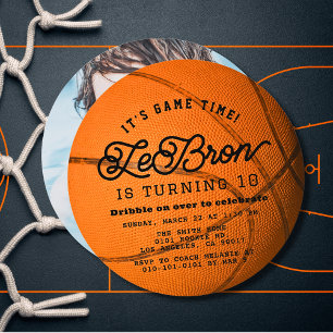 Invitación Foto de forma de baloncesto Cumpleaños de niño Cír