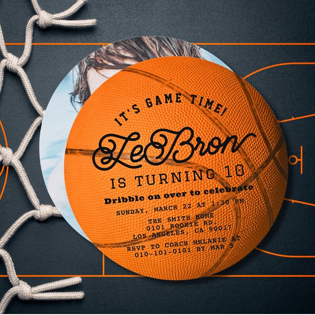 Invitación Foto de forma de baloncesto Cumpleaños de niño Cír (Subido por el creador)