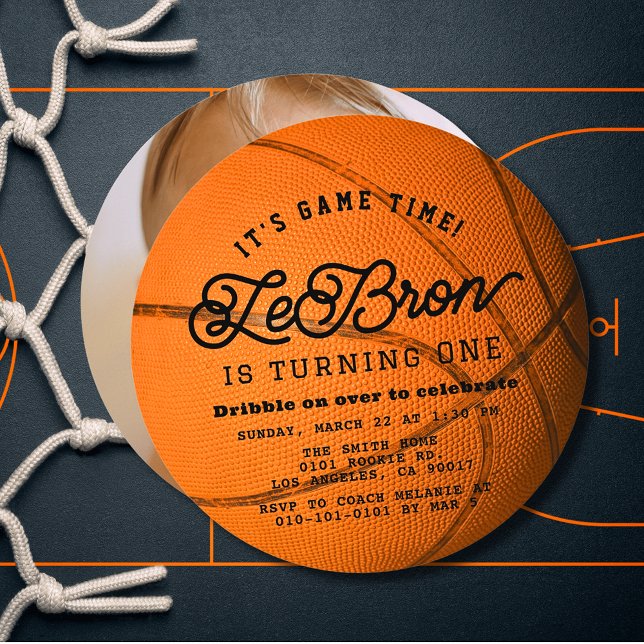Invitación Foto de forma de baloncesto Cumpleaños número 1 de (Subido por el creador)