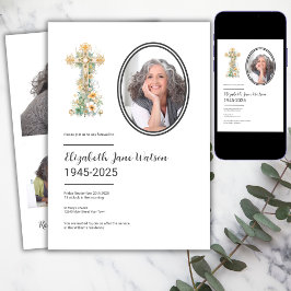 Invitación Foto de Funeral Cristiano Floral