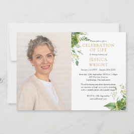 Invitación Foto de funeral de celebración de vida con vegetac