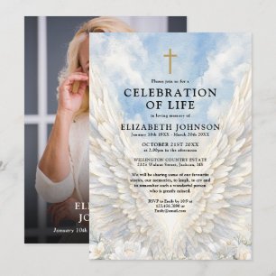 Invitación Foto de funeral de celebración de vida cristiana a