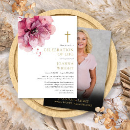 Invitación Foto de funeral de celebración de vida cristiana f
