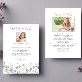 Invitación Foto de funeral de Flores Silvestres Azules de la