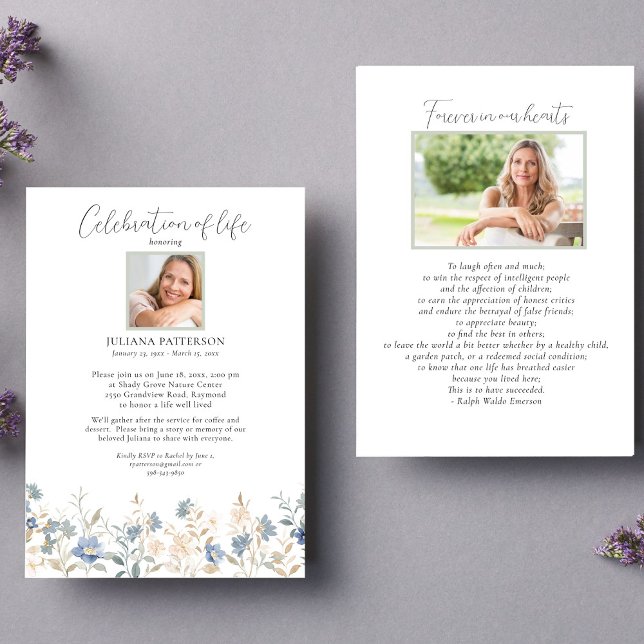 Invitación Foto de funeral de Flores Silvestres Azules de la  (Subido por el creador)