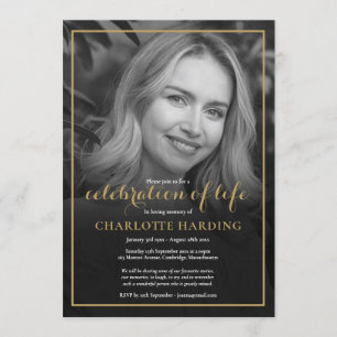 Invitación Foto de funeral en blanco y negro Celebración de l